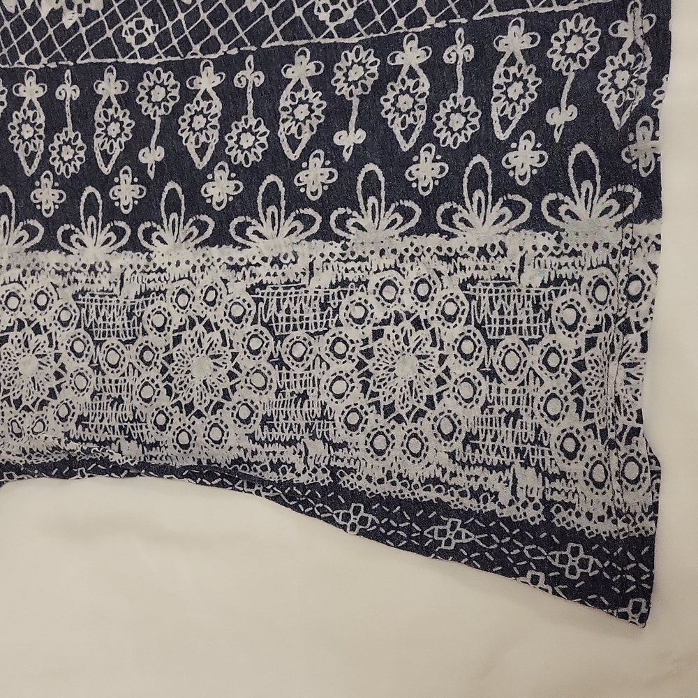 Curious Gypsy Short Sleeve T-Shirt Sheer Boho Hippie Grey White Women'sM - Picture 7 of 13